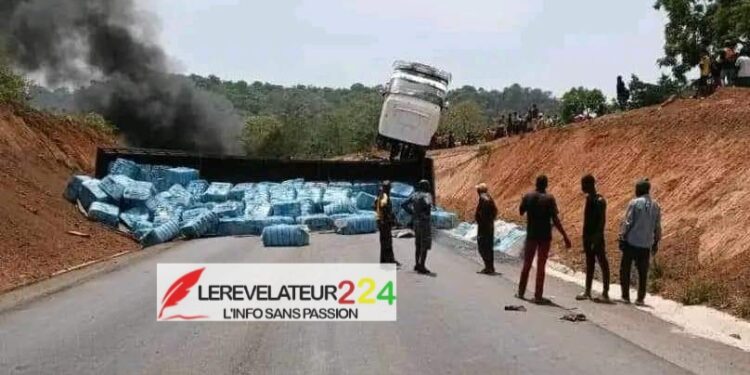 Route Mamou-Dabola: Un apprenti chauffeur brûlé vif dans un accident de la circulation à Timbo