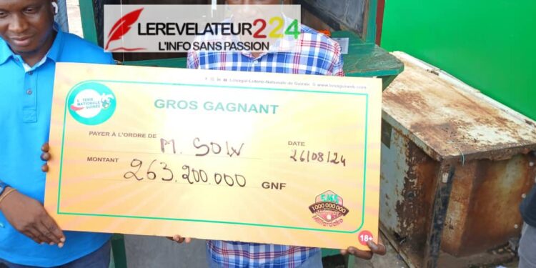 LONAGUI: Un parieur mise 4 000 et rafle la cagnotte de 263 200 000 de francs guinéens