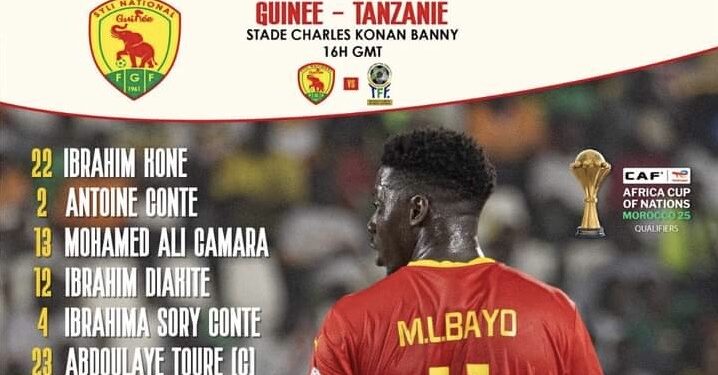Match Guinée Vs Tanzanie: Voici le onze de départ du Syli national