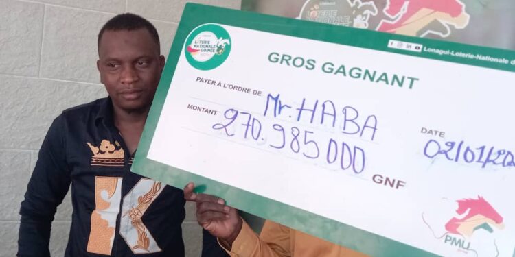 LONAGUI: M. Haba rafle 270 985 000 de francs guinéens et devient le premier gagnant de l’année 2025