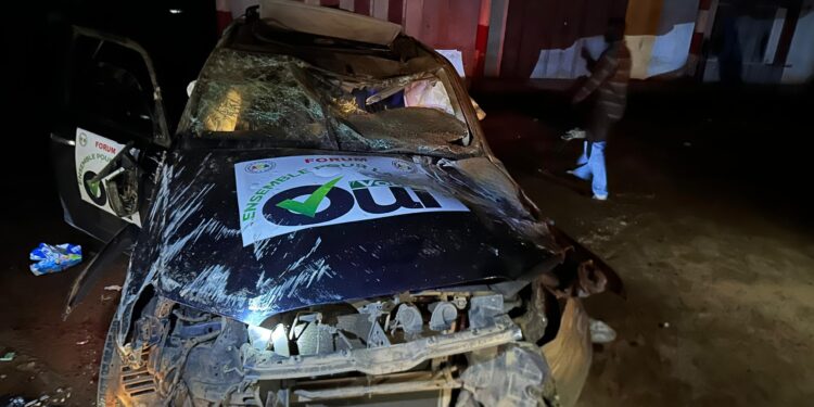 Campagne référendaire : Un grave accident de la circulation freine la mission du forum Ensemble pour la Guinée à Kouria